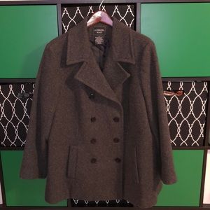 Outbrook grey pea coat wide collar double button